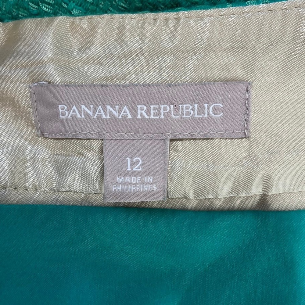 Banana Republic Green Tweed Pencil Skirt Size 12 Xmas Office - Picture 2 of 8